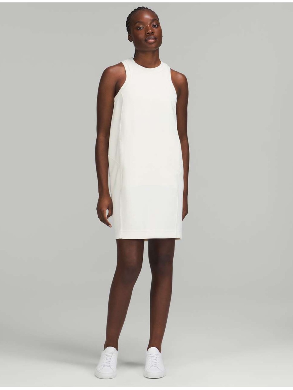 Lululemon Softstreme Back In Action sleeveless yoga off white minimalist dress 6